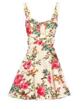 Varga Cottagecore Floral Fit & Flare Dress Sweetheart Neck Made USA M